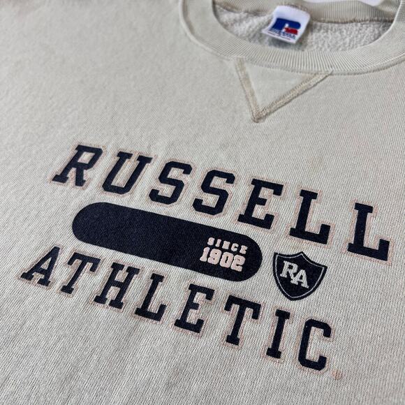Russell Athletic Vintage Crewneck Sweatshirt Men's size Large Off White - Picture 3 of 7